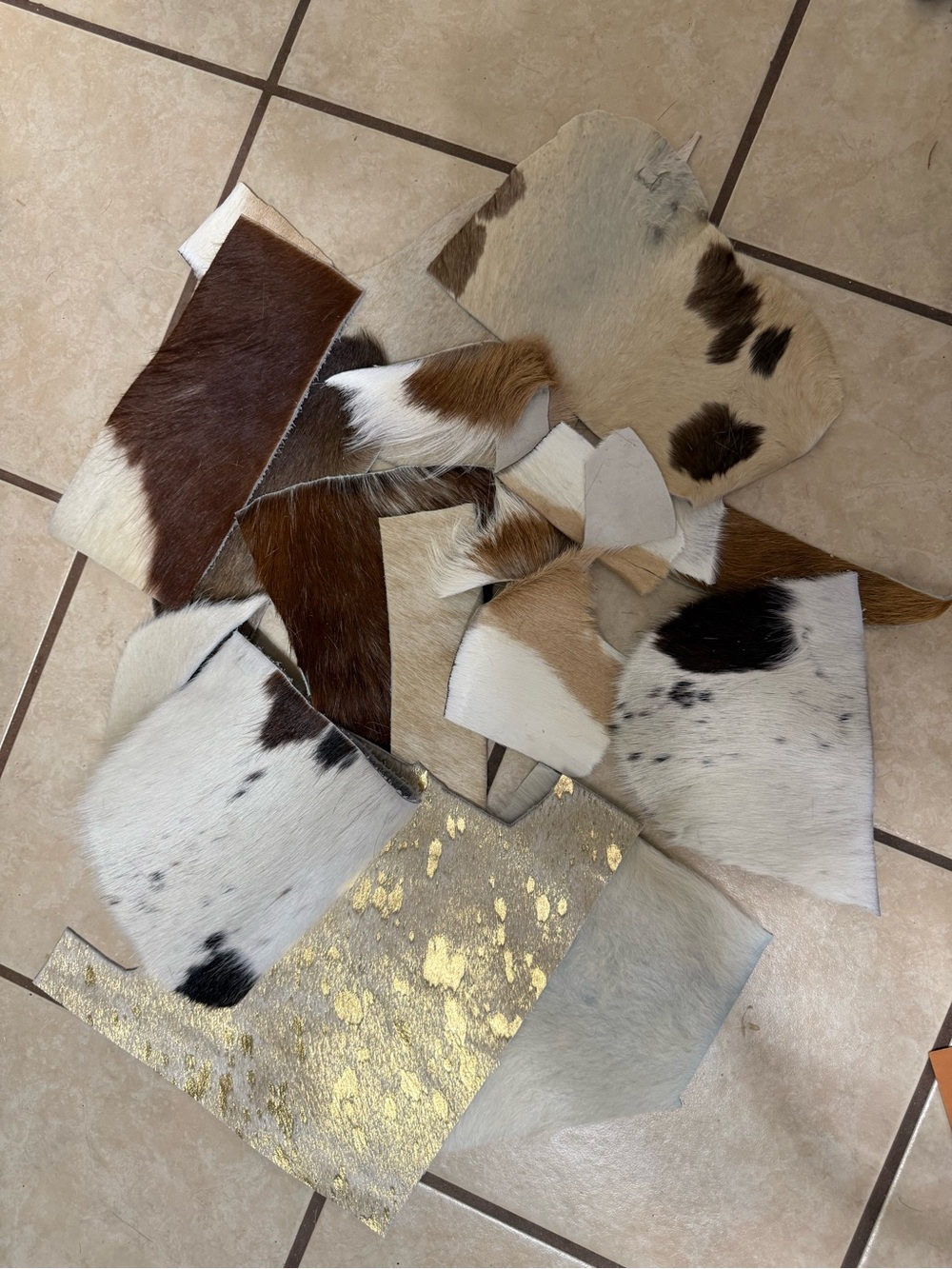 Assorted Hair-On Cowhide Leather Scrap Pieces